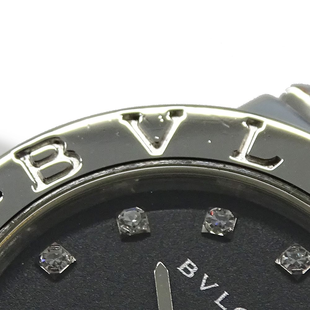 Bvlgari Watch Diamond Quartz Stainless Steel Silver Black Round Polished — view 7