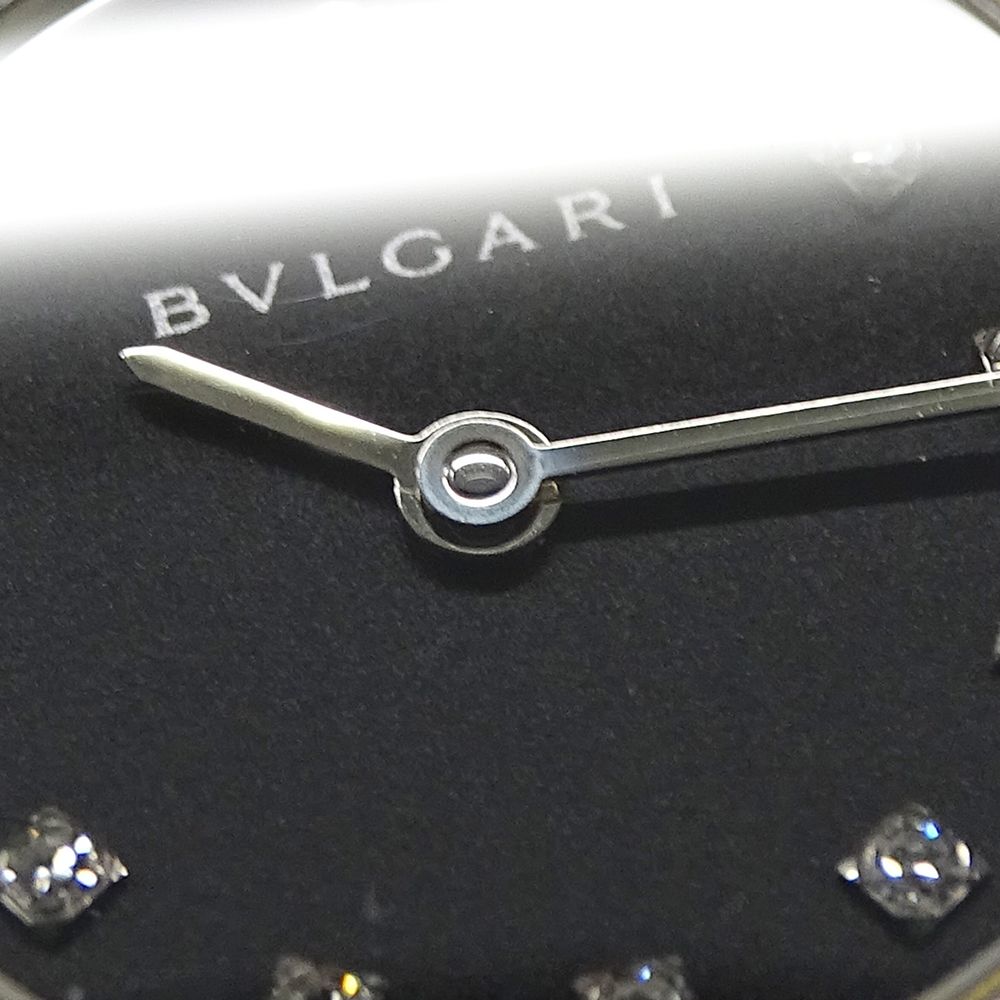 Bvlgari Watch Diamond Quartz Stainless Steel Silver Black Round Polished — view 9