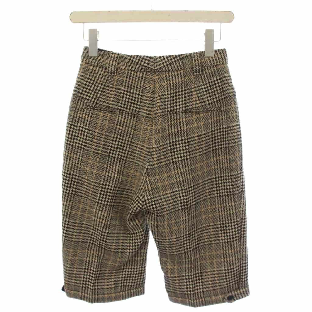 Saint Laurent Paris Shorts Zip Fly Plaid Wool 155 Beige — view 2