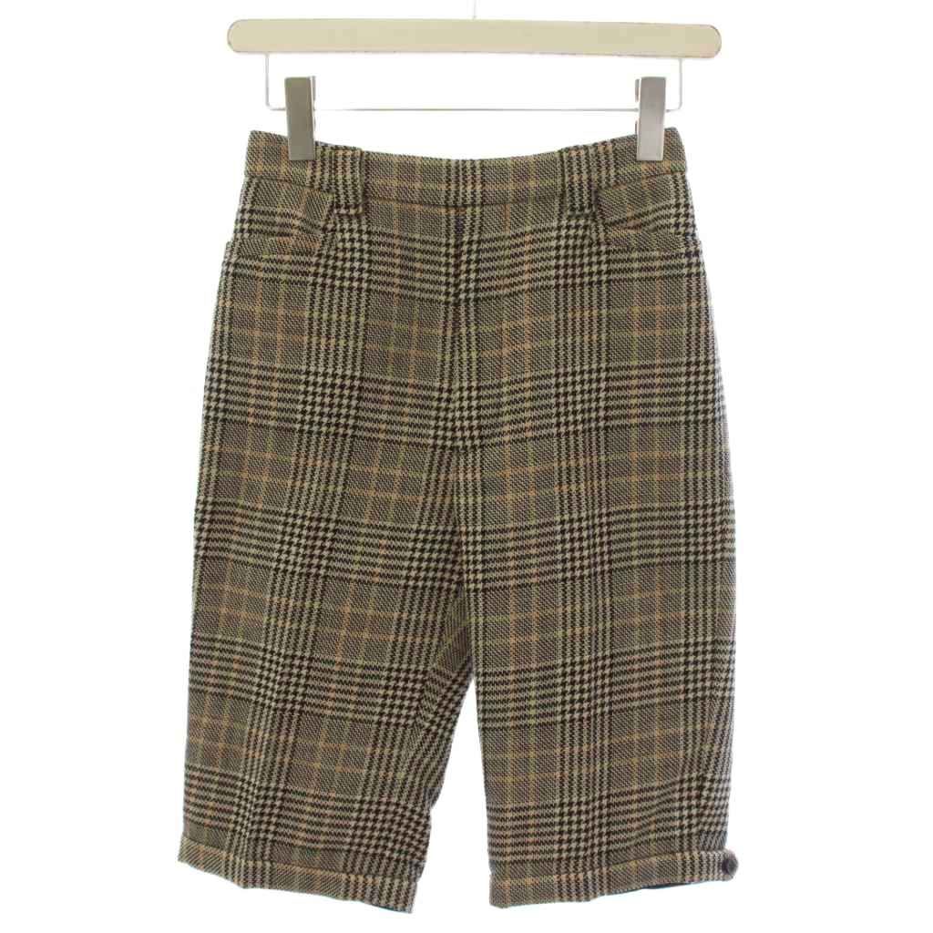Saint Laurent Paris Shorts Zip Fly Plaid Wool 155 Beige