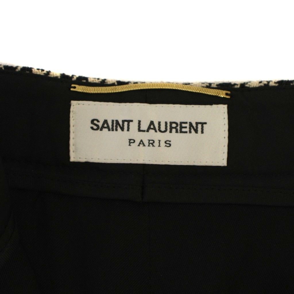 Saint Laurent Paris Shorts Zip Fly Plaid Wool 155 Beige — view 3
