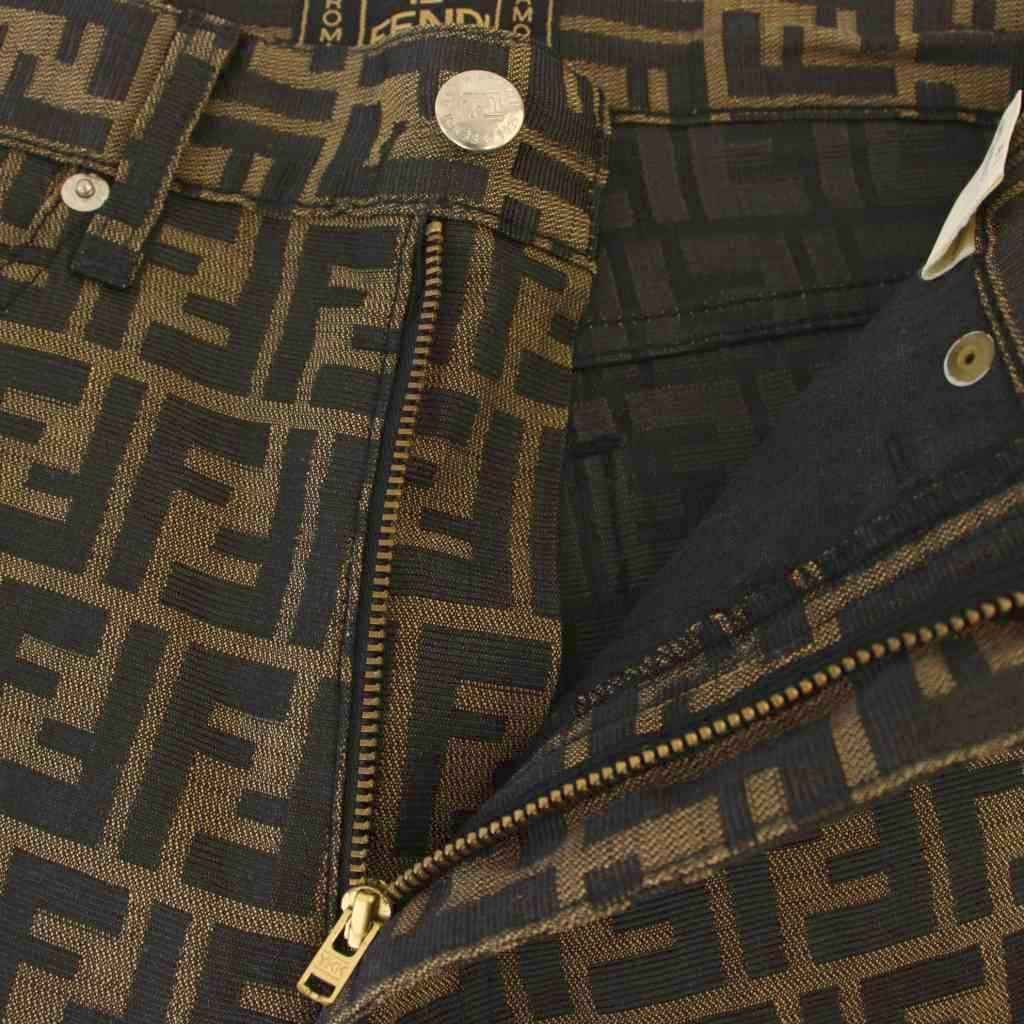 Fendi Trousers Pants Zip Fly Zucca Pattern 27 Brown — view 4