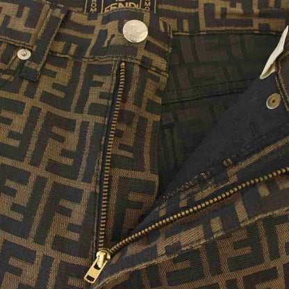 Fendi Trousers Pants Zip Fly Zucca Pattern 27 Brown — view 4