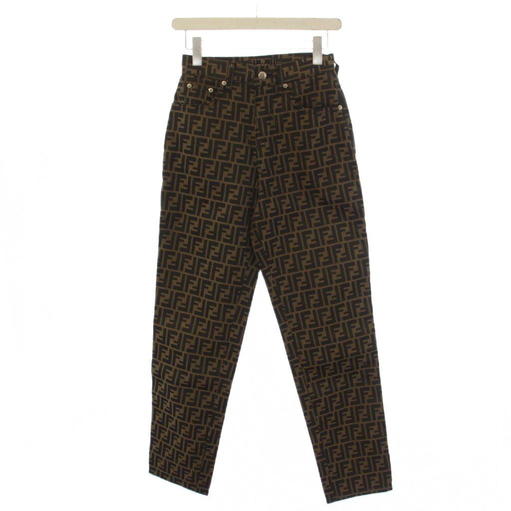 Fendi Trousers Pants Zip Fly Zucca Pattern 27 Brown