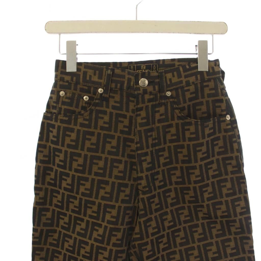 Fendi Trousers Pants Zip Fly Zucca Pattern 27 Brown — view 5