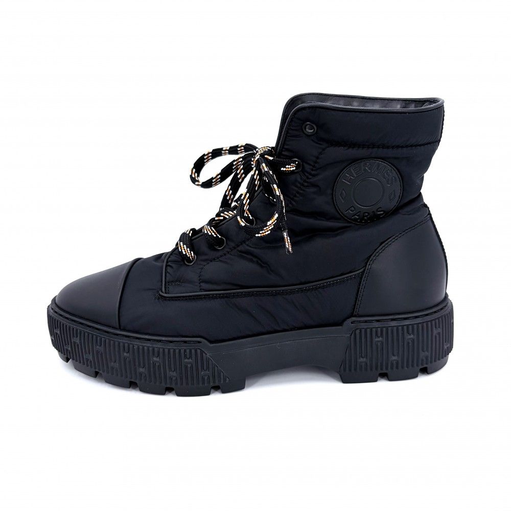 Hermes Boots Fresh Short Shoes 41.5 Nylon Leather Black Autumn Winter — view 4