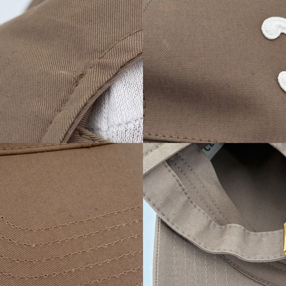 Celine Cap Triomphe Baseball Cap Logo S Hat Cotton Beige Gold — view 7