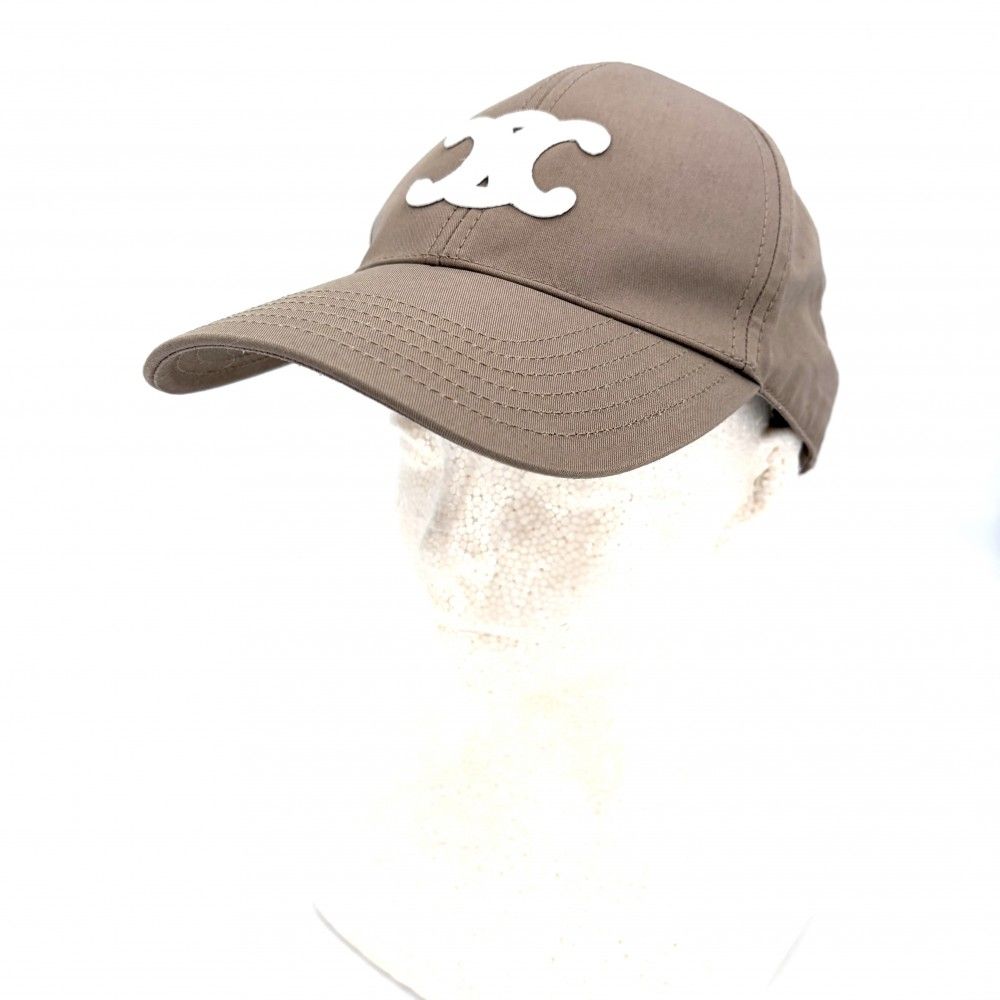 Celine Cap Triomphe Baseball Cap Logo S Hat Cotton Beige Gold — view 2