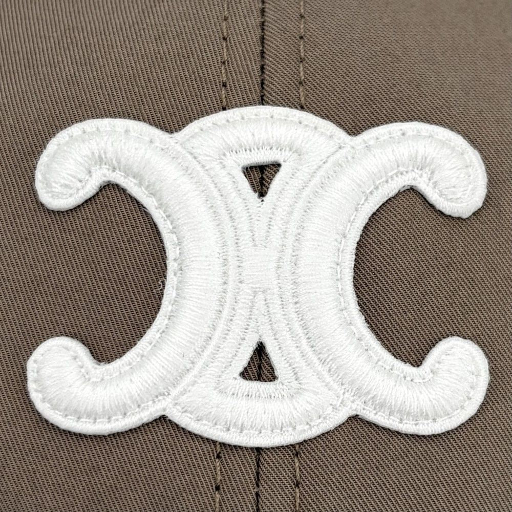 Celine Cap Triomphe Baseball Cap Logo S Hat Cotton Beige Gold — view 6