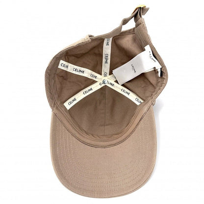 Celine Cap Triomphe Baseball Cap Logo S Hat Cotton Beige Gold — view 3