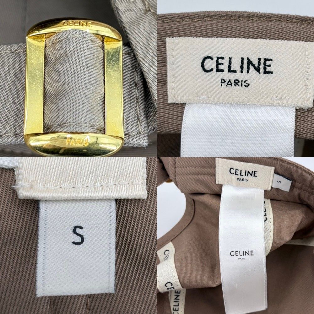 Celine Cap Triomphe Baseball Cap Logo S Hat Cotton Beige Gold — view 4