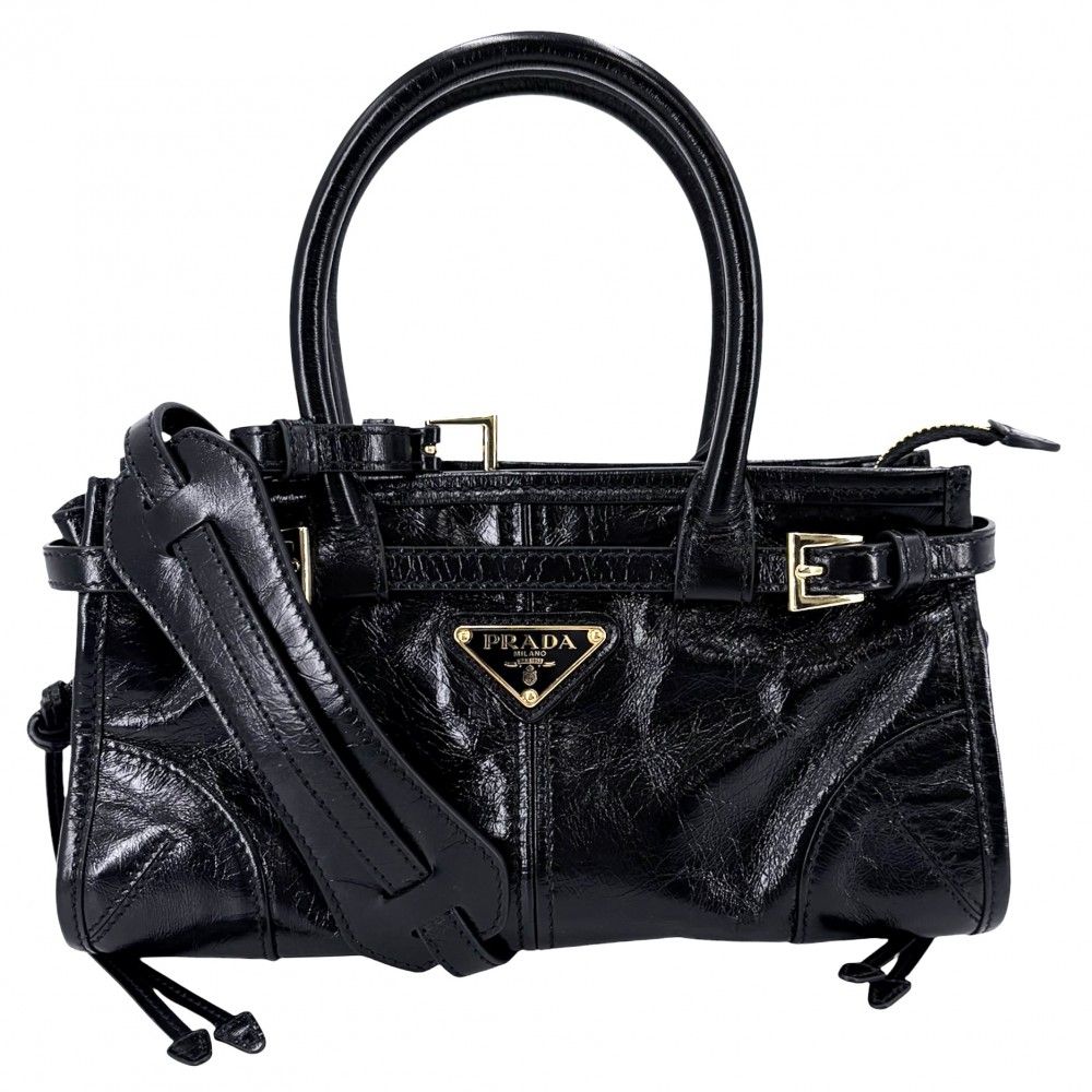 Prada 2-Way Boni Mini Shoulder Bag Crossbody Triangle Logo Tote Leather Black