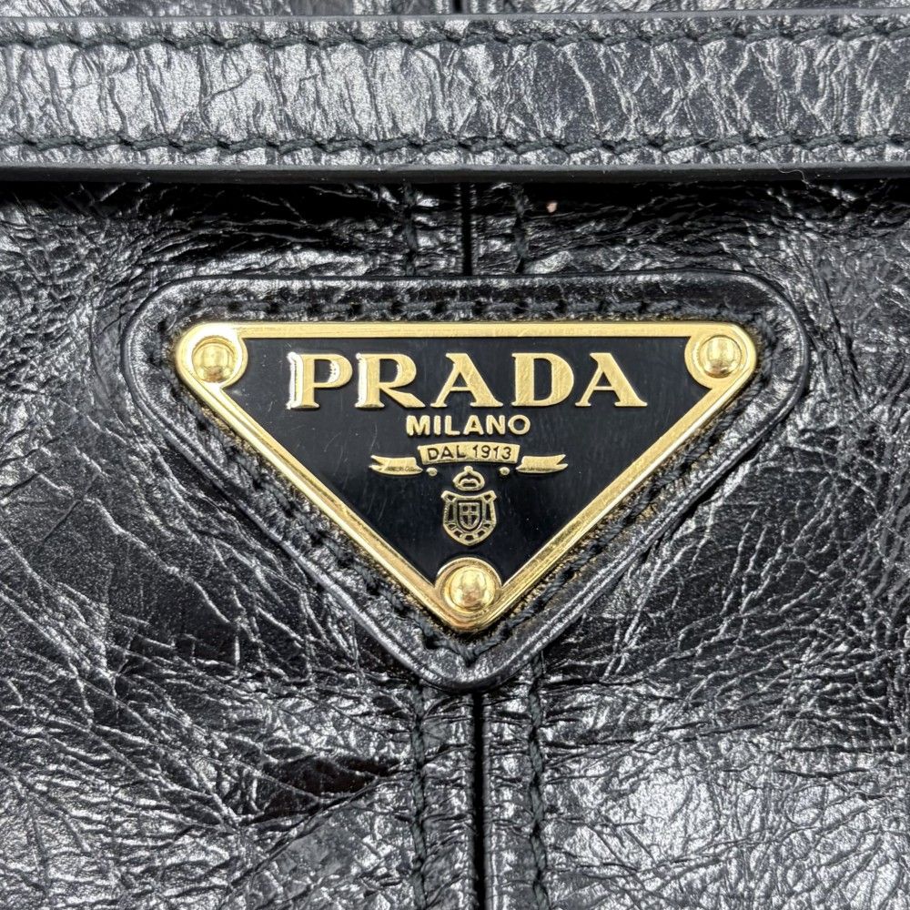 Prada 2-Way Boni Mini Shoulder Bag Crossbody Triangle Logo Tote Leather Black — view 5