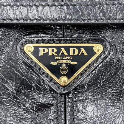 Prada 2-Way Boni Mini Shoulder Bag Crossbody Triangle Logo Tote Leather Black — view 5
