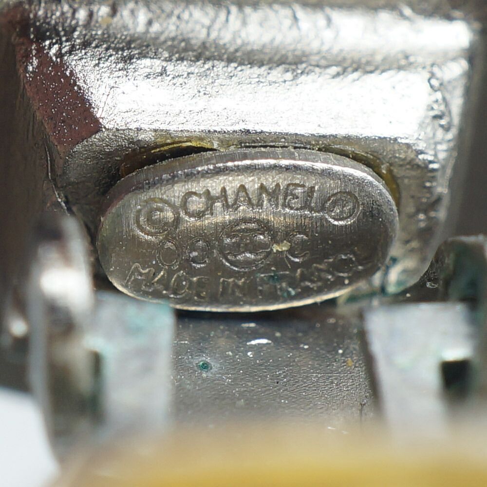 Chanel CC Logo Earrings 00c Silver Black Metal — view 6
