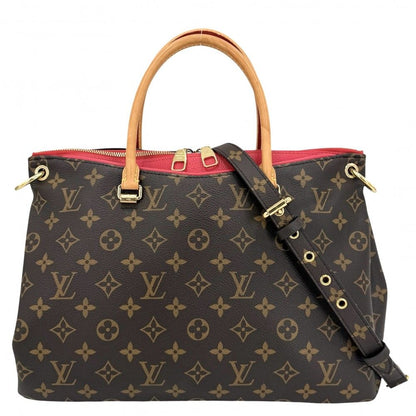 Louis Vuitton 2-Way Monogram Pallas Shoulder Bag Brown Red Gold