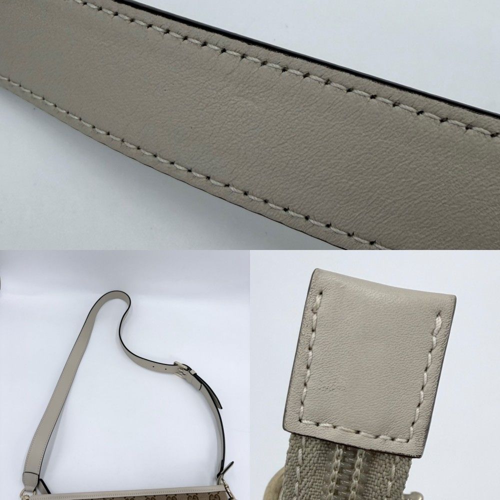 Gucci Shoulder Bag GG Crossbody Canvas Beige White Soft Togo — view 9