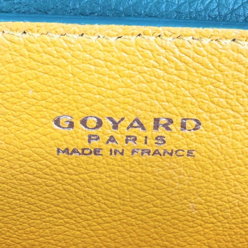Goyard 2-Way Saigon Mini Shoulder Bag Crossbody Herringbone Leather Green Silver — view 5