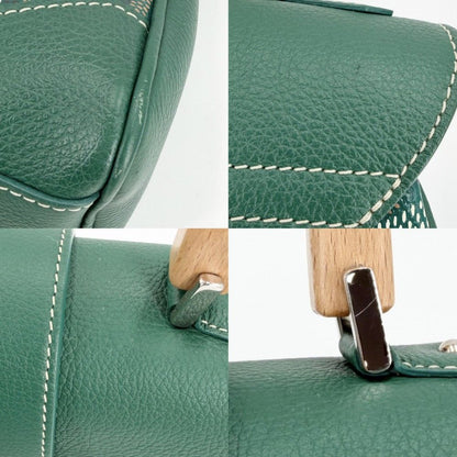 Goyard 2-Way Saigon Mini Shoulder Bag Crossbody Herringbone Leather Green Silver — view 6