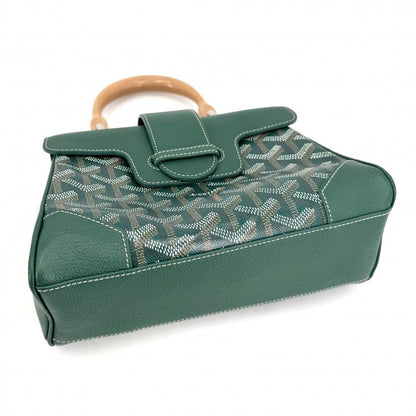Goyard 2-Way Saigon Mini Shoulder Bag Crossbody Herringbone Leather Green Silver — view 3
