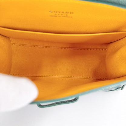 Goyard 2-Way Saigon Mini Shoulder Bag Crossbody Herringbone Leather Green Silver — view 4