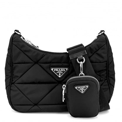 Prada Shoulder Bag Padded Re-Nylon Bag Crossbody Triangle Logo Nylon Black