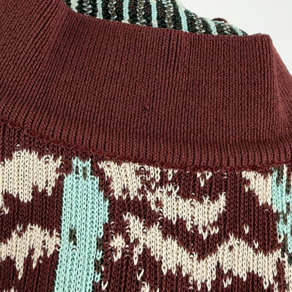 Bottega Veneta Knit All Over Pattern Long Sleeve Top L Brown Blue Rayon Nylon — view 5