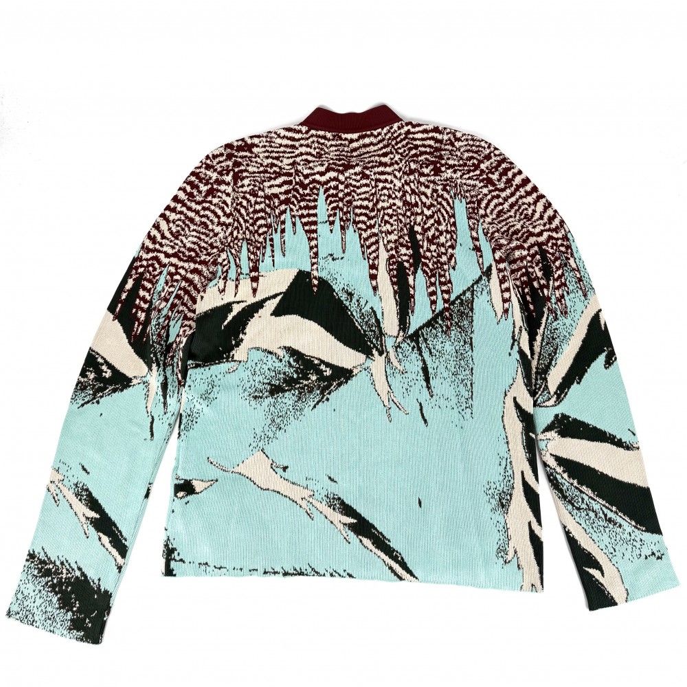 Bottega Veneta Knit All Over Pattern Long Sleeve Top L Brown Blue Rayon Nylon — view 2