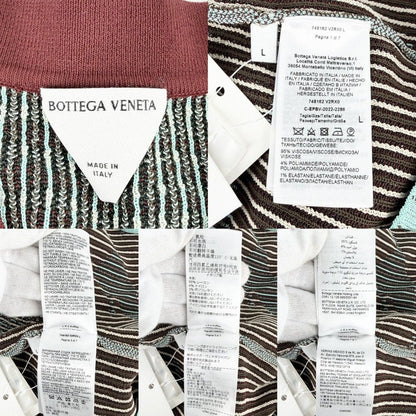 Bottega Veneta Knit All Over Pattern Long Sleeve Top L Brown Blue Rayon Nylon — view 4