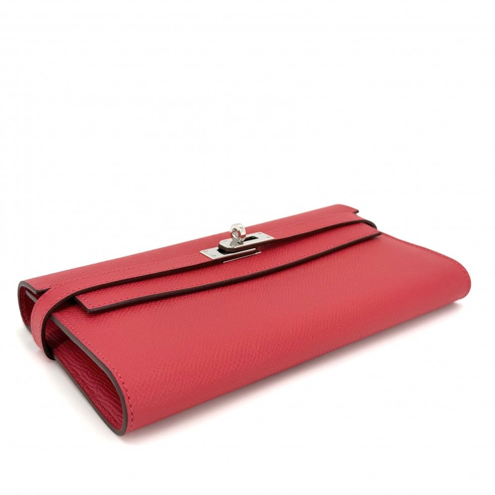Hermes Wallet Kelly Flap Veau Epsom Red Silver — view 3