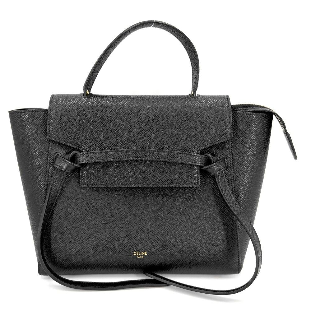 Celine Micro Belt Bag Shoulder Leather Black Gold