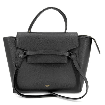 Celine Micro Belt Bag Shoulder Leather Black Gold