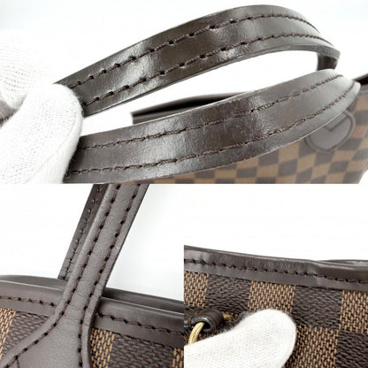 Louis Vuitton Tote Neverfull PM Handbag Shoulder Damier Canvas Brown Gold — view 7