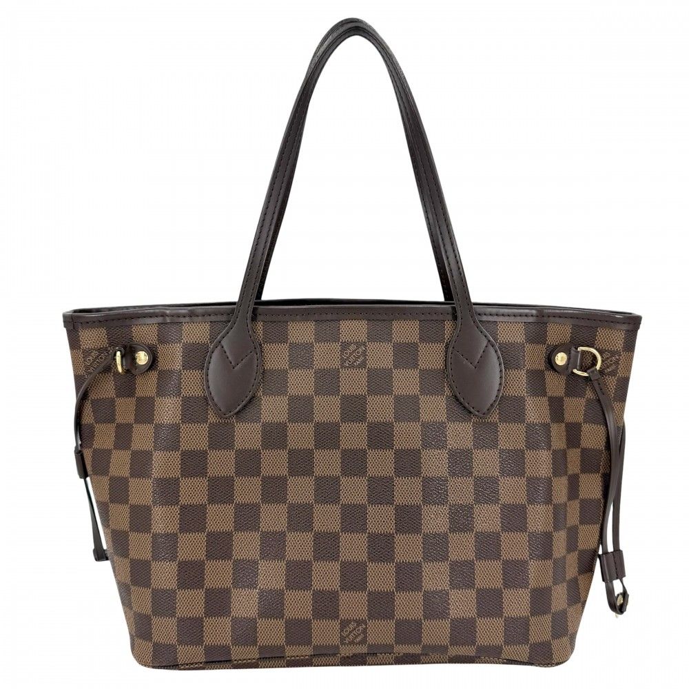 Louis Vuitton Tote Neverfull PM Handbag Shoulder Damier Canvas Brown Gold — view 2