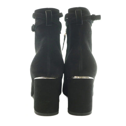 Louis Vuitton Callback Line Short Boots Round Toe Chunky Heels Suede Logo — view 3