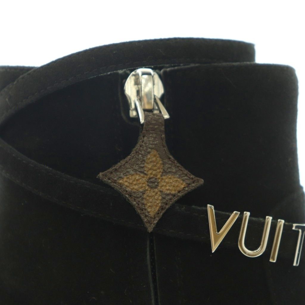 Louis Vuitton Callback Line Short Boots Round Toe Chunky Heels Suede Logo — view 8