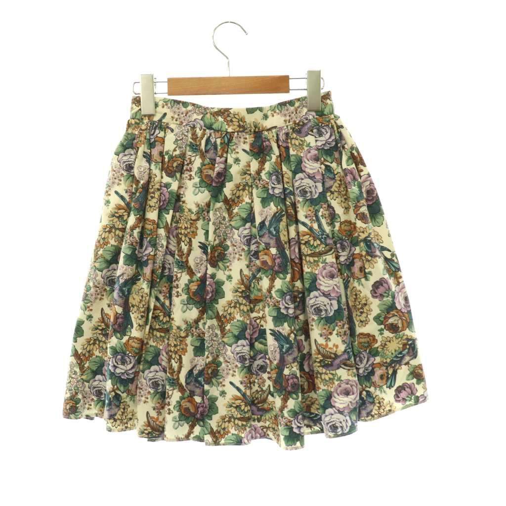 Miu Miu Miu Flower Skirt Flare Knee Length 36 Ivory Green — view 2