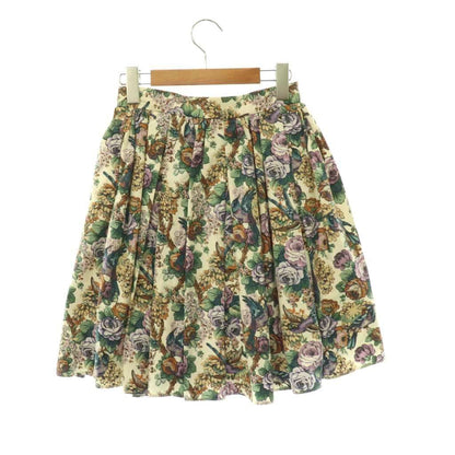 Miu Miu Miu Flower Skirt Flare Knee Length 36 Ivory Green — view 2