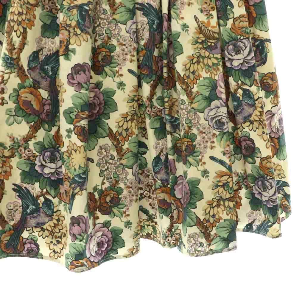 Miu Miu Miu Flower Skirt Flare Knee Length 36 Ivory Green — view 5