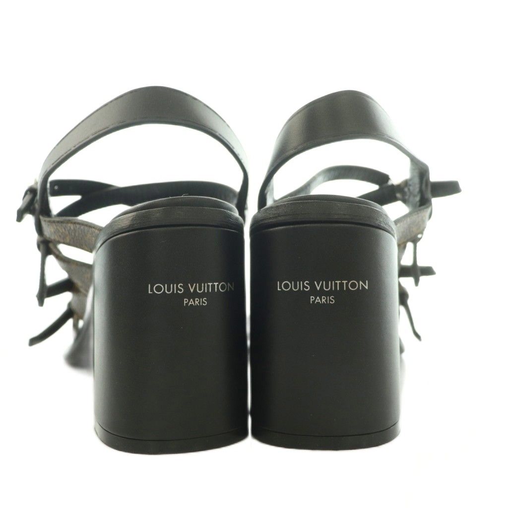 Louis Vuitton Berlin Sandal Monogram Canvas Strap Square Toe Chunky Heels Logo — view 3