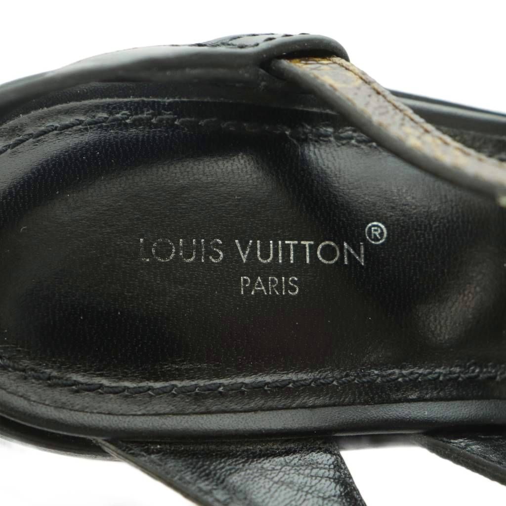 Louis Vuitton Berlin Sandal Monogram Canvas Strap Square Toe Chunky Heels Logo — view 7