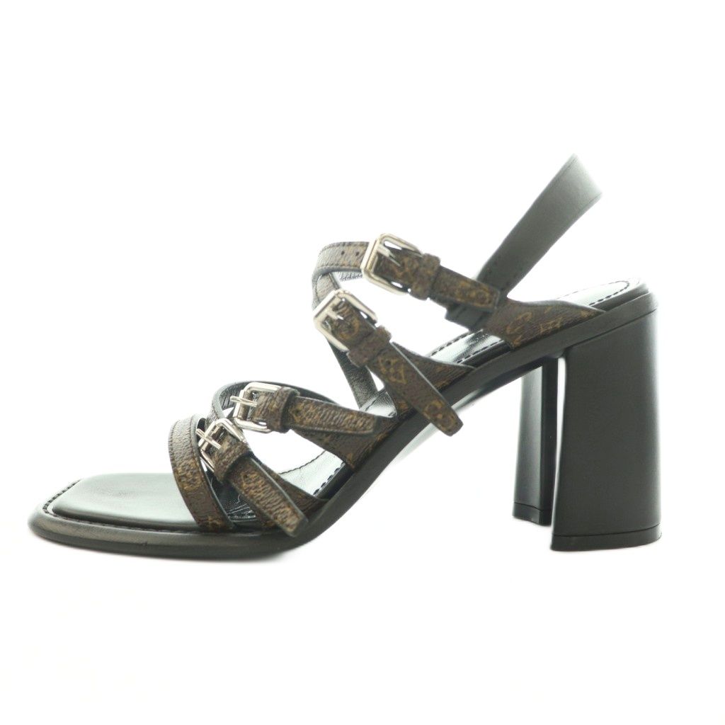 Louis Vuitton Berlin Sandal Monogram Canvas Strap Square Toe Chunky Heels Logo — view 2