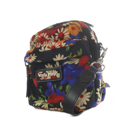 Miu Miu Miu Cordura Stbouq Flora Shoulder Bag Canvas Black — view 5