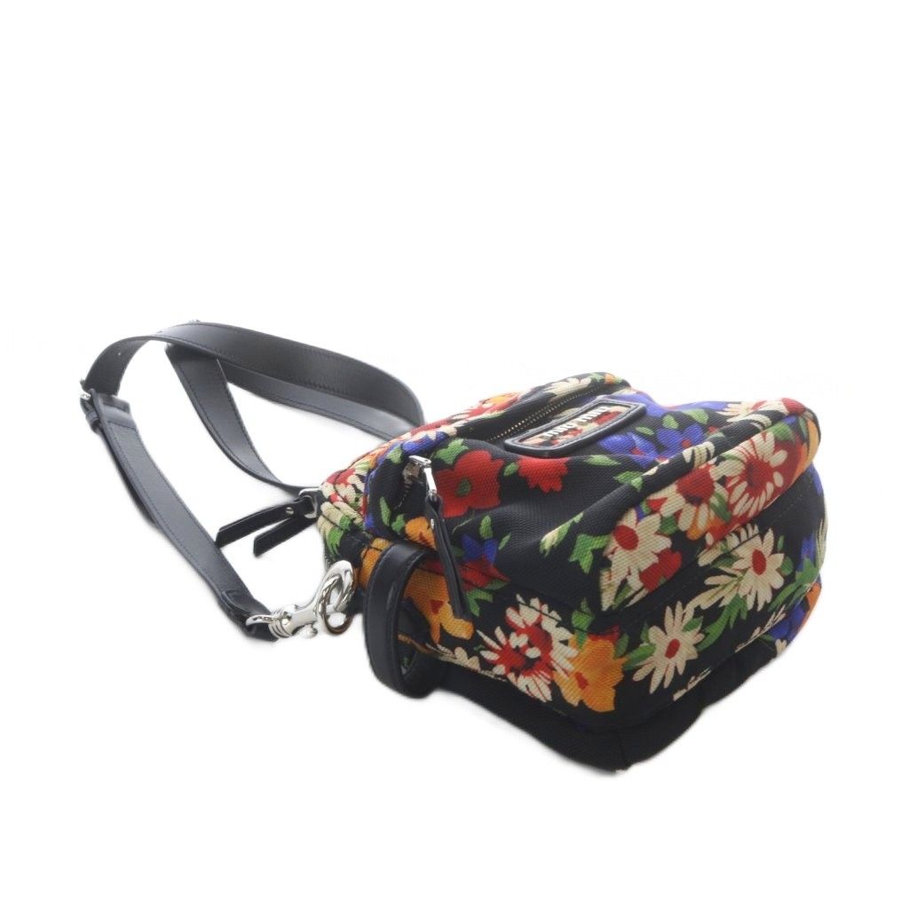 Miu Miu Miu Cordura Stbouq Flora Shoulder Bag Canvas Black — view 6