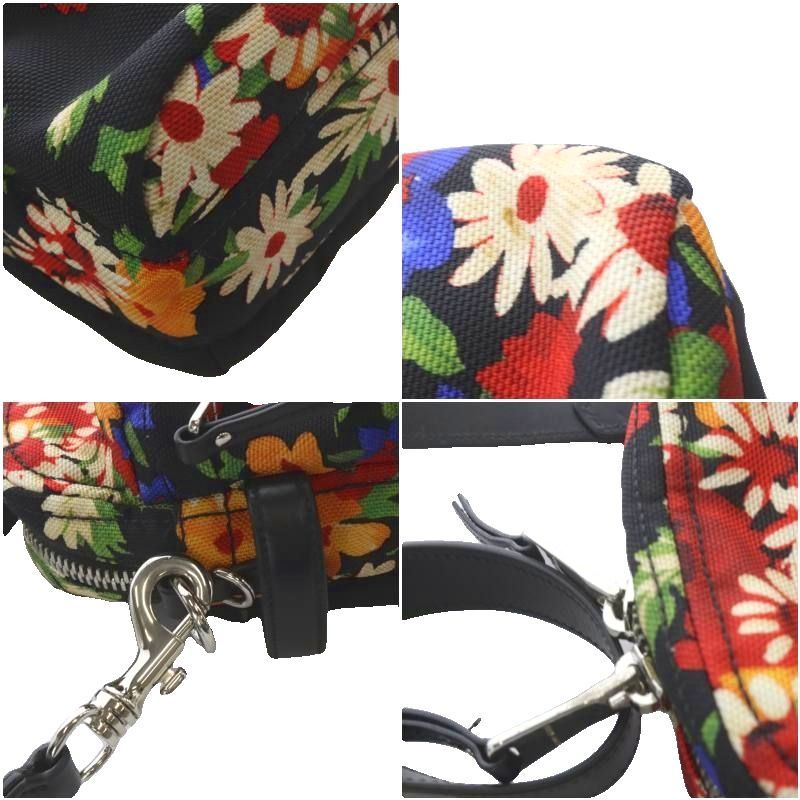 Miu Miu Miu Cordura Stbouq Flora Shoulder Bag Canvas Black — view 9