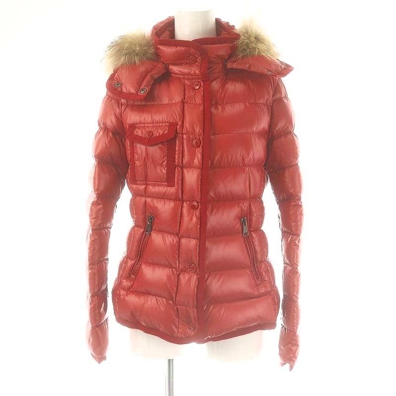 Moncler Armoise Fur Down Jacket Hood Outer Short 1 Red BB