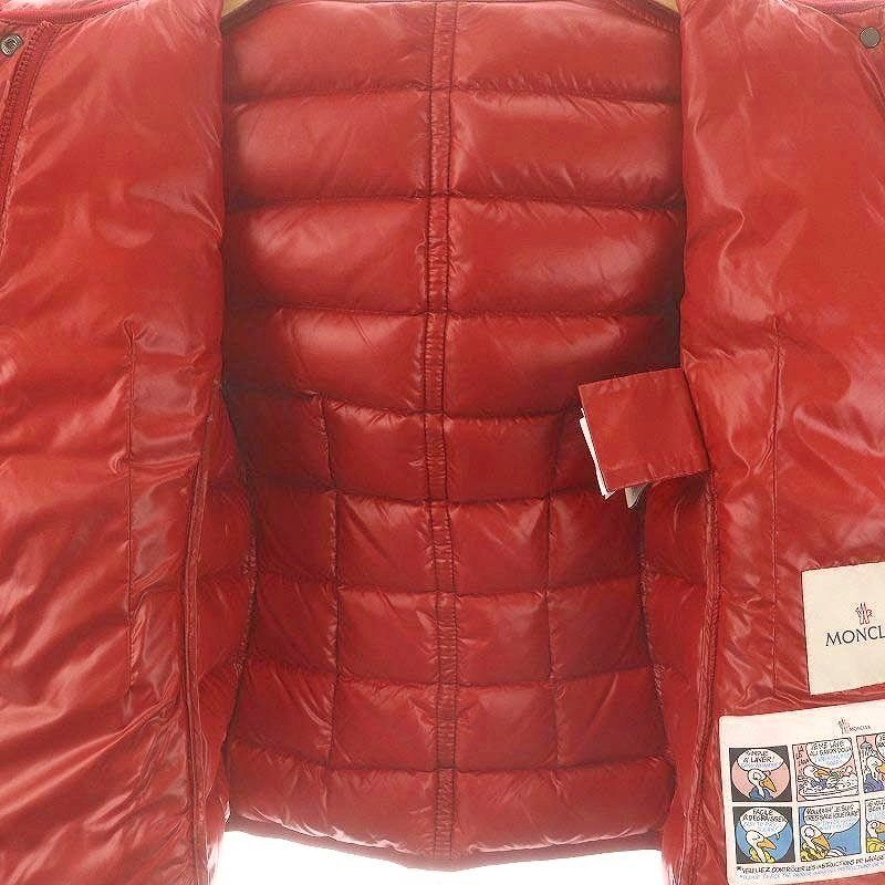 Moncler Armoise Fur Down Jacket Hood Outer Short 1 Red BB — view 4