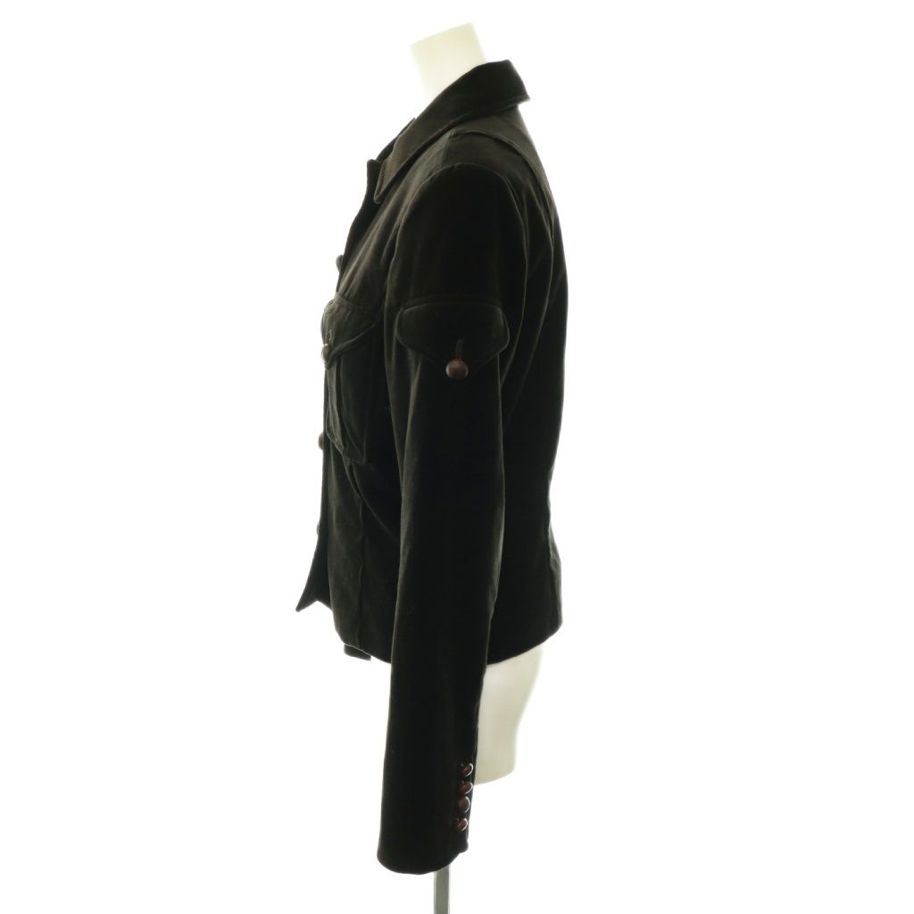 Saint Laurent Velour Jacket Pocket Dark Brown HS — view 3