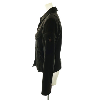 Saint Laurent Velour Jacket Pocket Dark Brown HS — view 3