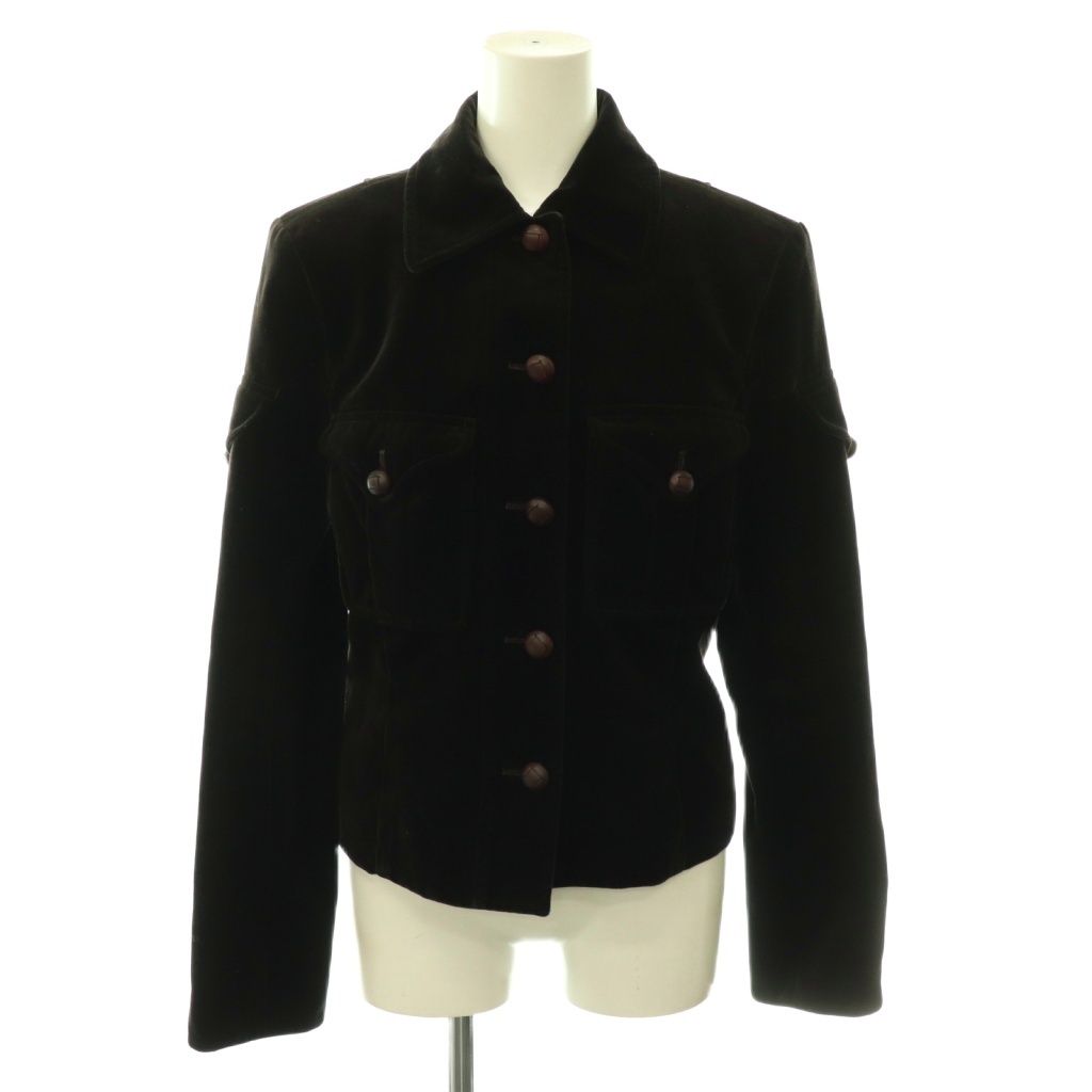 Saint Laurent Velour Jacket Pocket Dark Brown HS